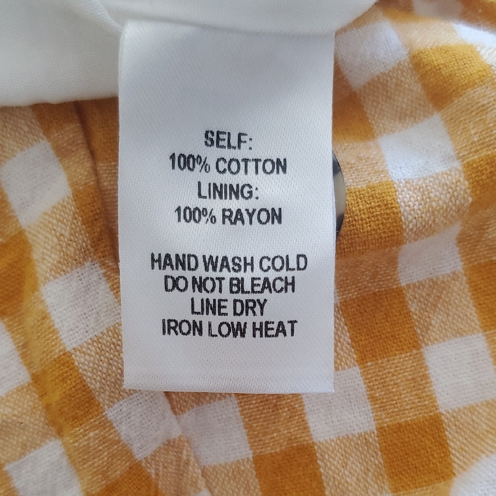 Lulus Gingham High Waist Pants Mustard Yellow Cropped Summer Cottagecore - Picture 5 of 7